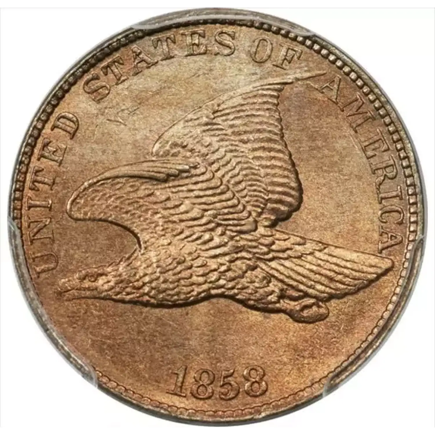 1858 Small Cents Flying Eagle PCGS MS-65 Large Letters