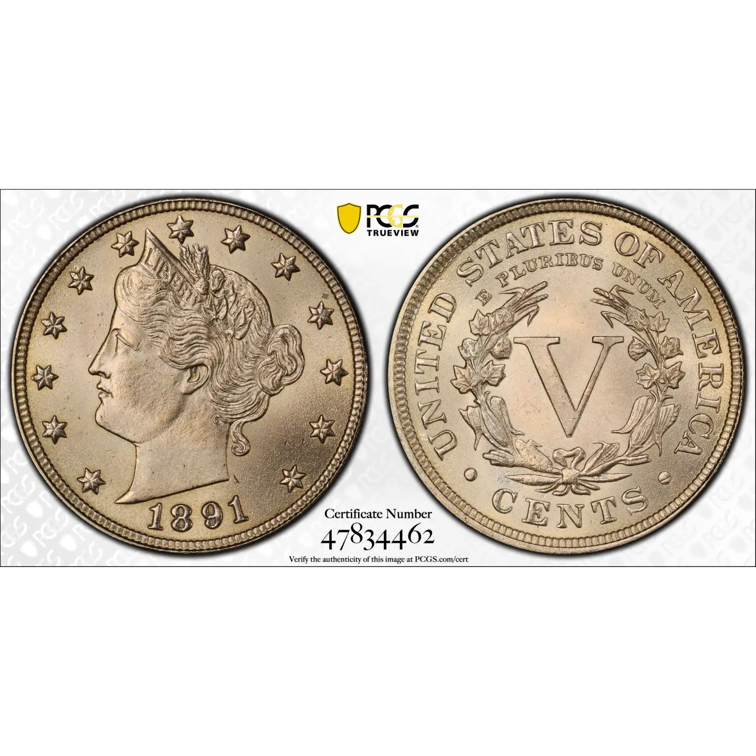 1891 Liberty Nickel PCGS MS-66+