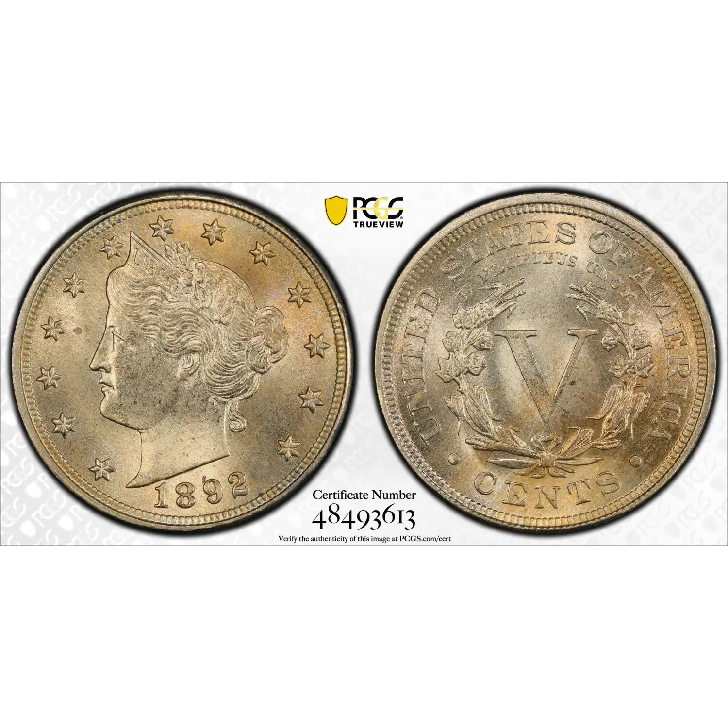 1892 Liberty Nickel PCGS MS-65