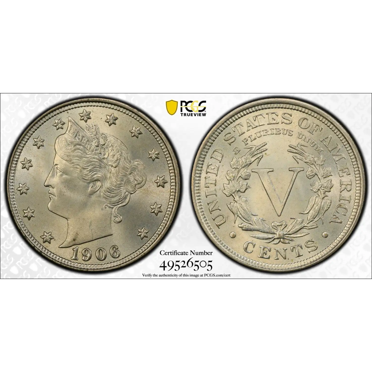 1906 Liberty Nickel PCGS MS-66