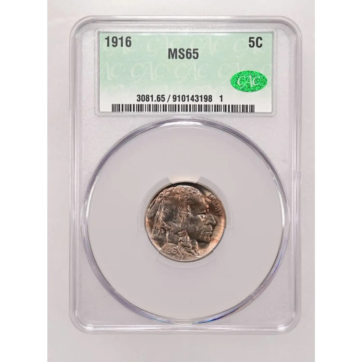 1916 Buffalo Nickel CACG MS 65 CAC