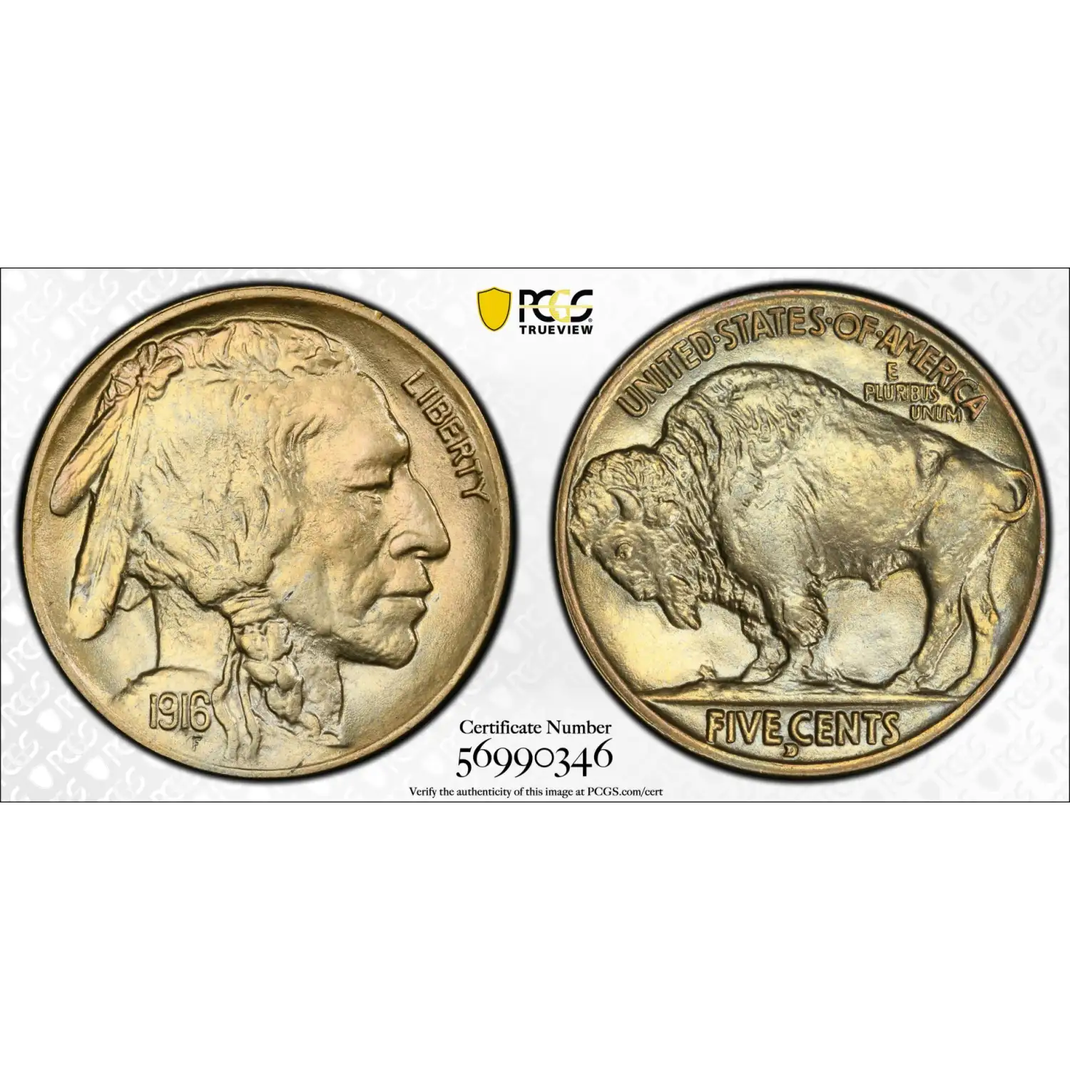 1916-D Buffalo Nickel PCGS MS-65+