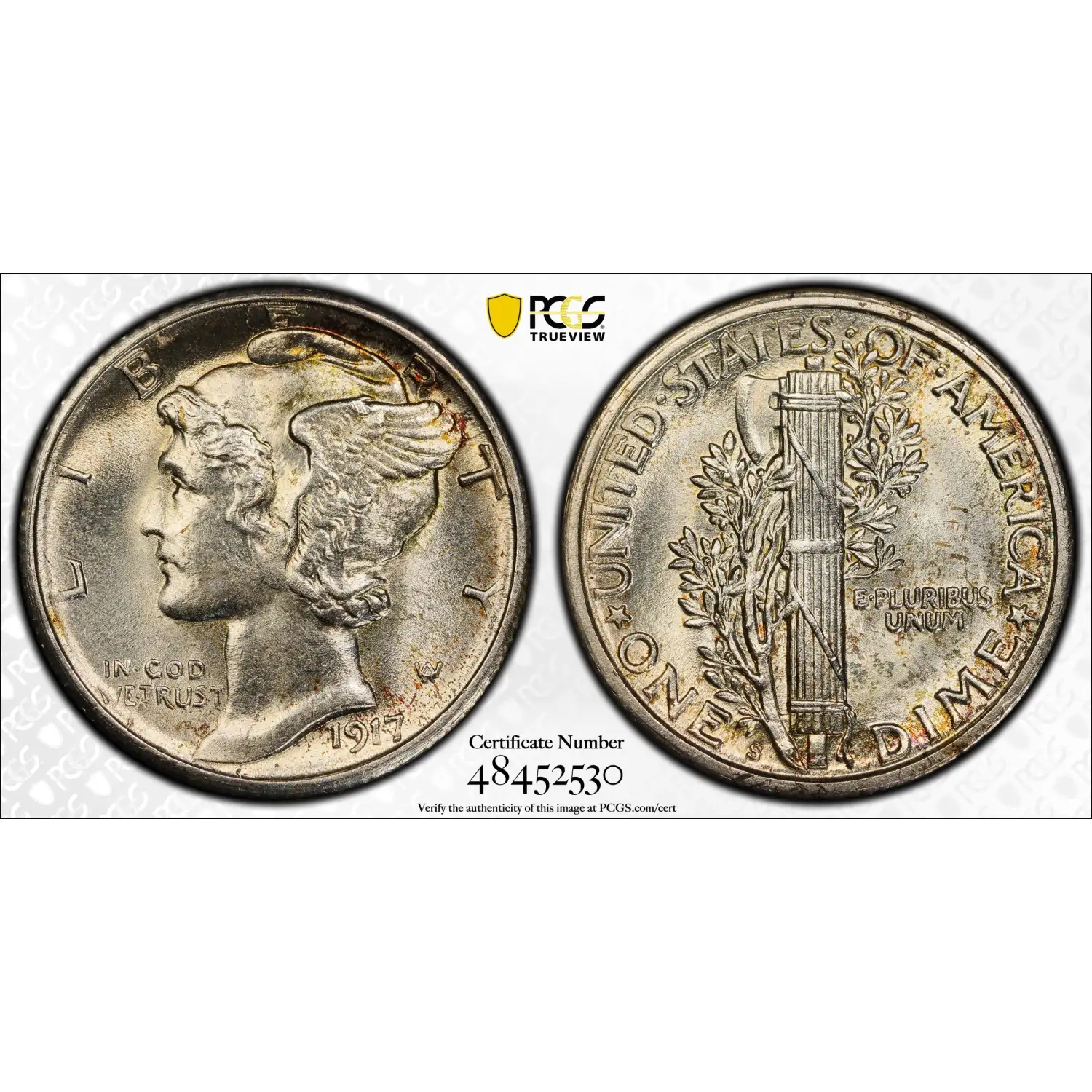 1917-S Mercury Dime PCGS MS-64