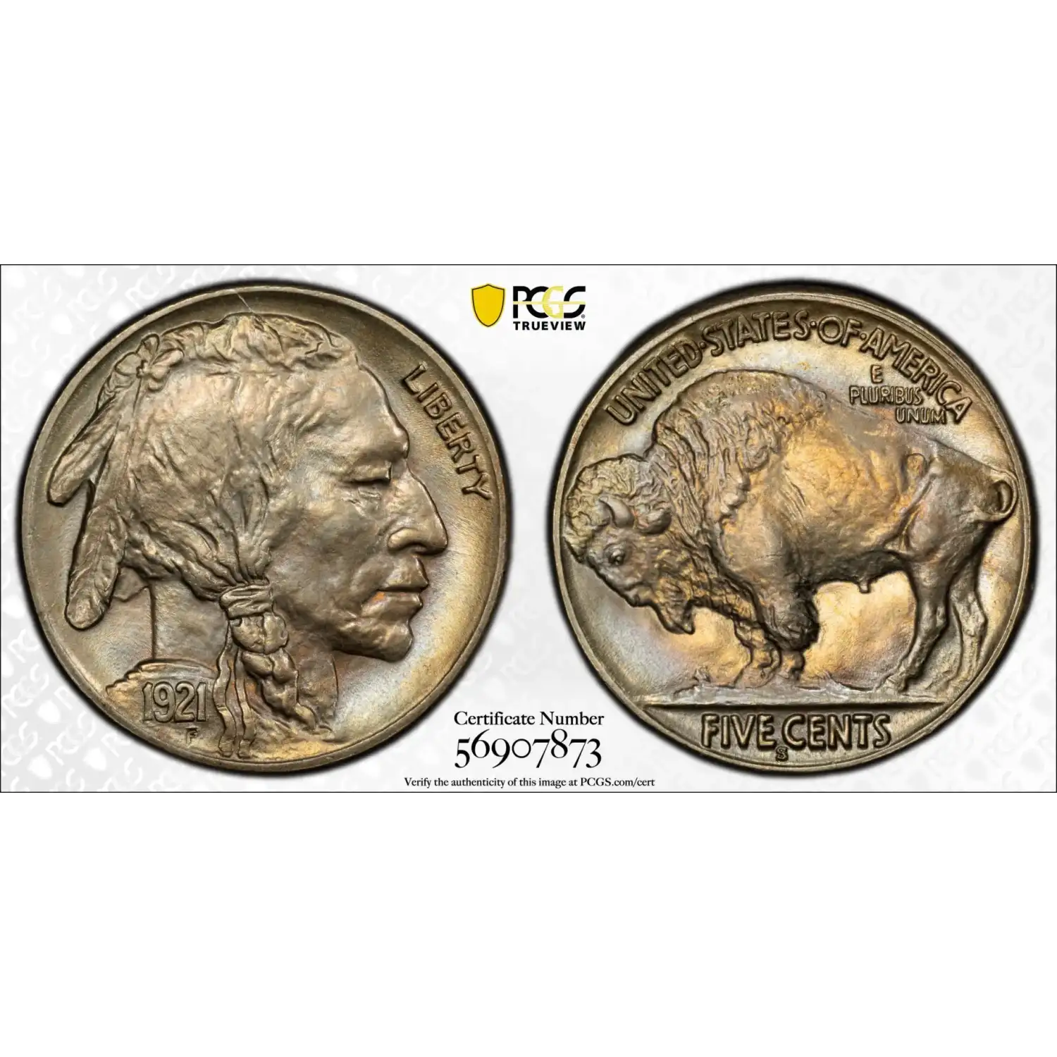 1921-S Buffalo Nickel PCGS MS-65+