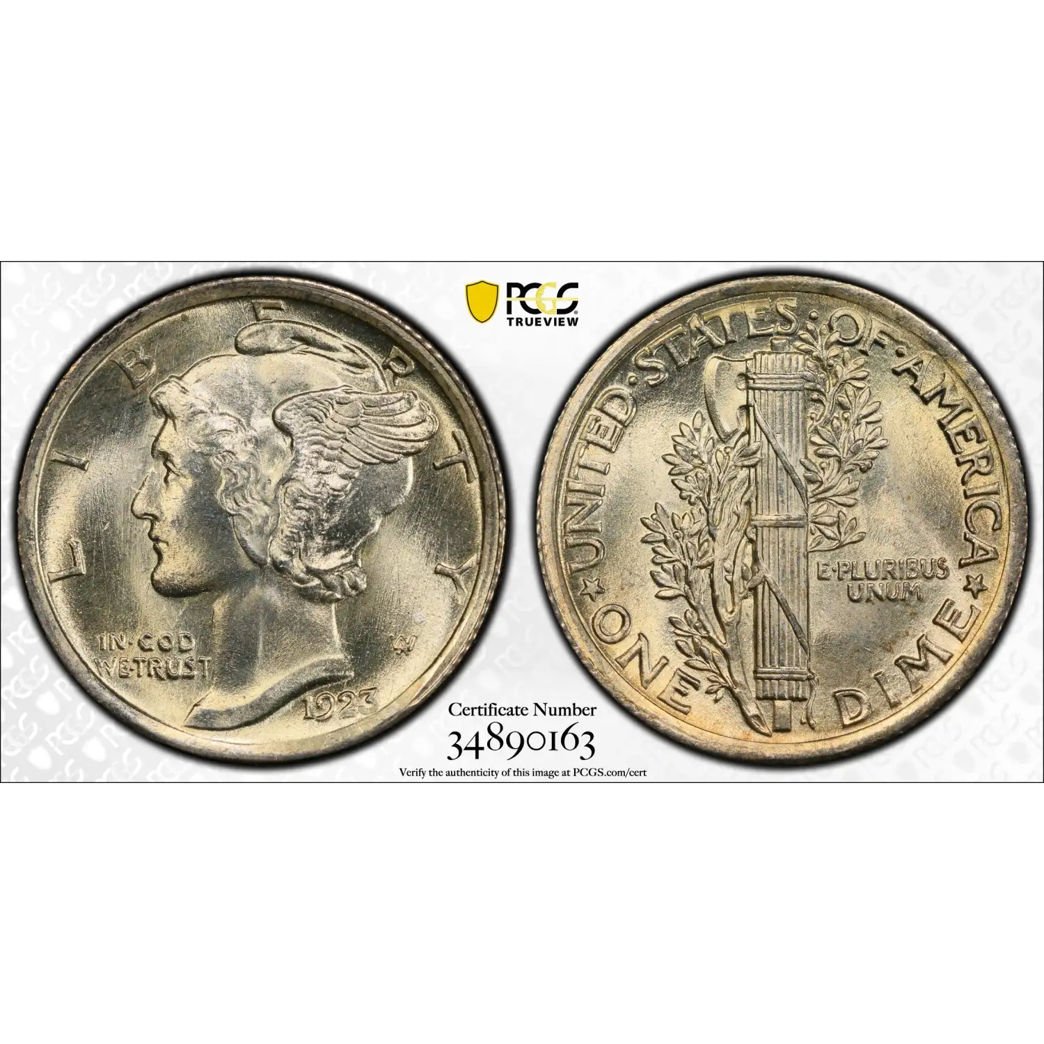 1923 Mercury Dime PCGS MS-66 FB