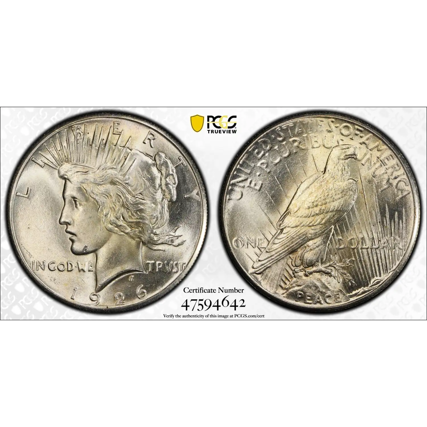 1926 Peace Silver Dollar PCGS MS-64
