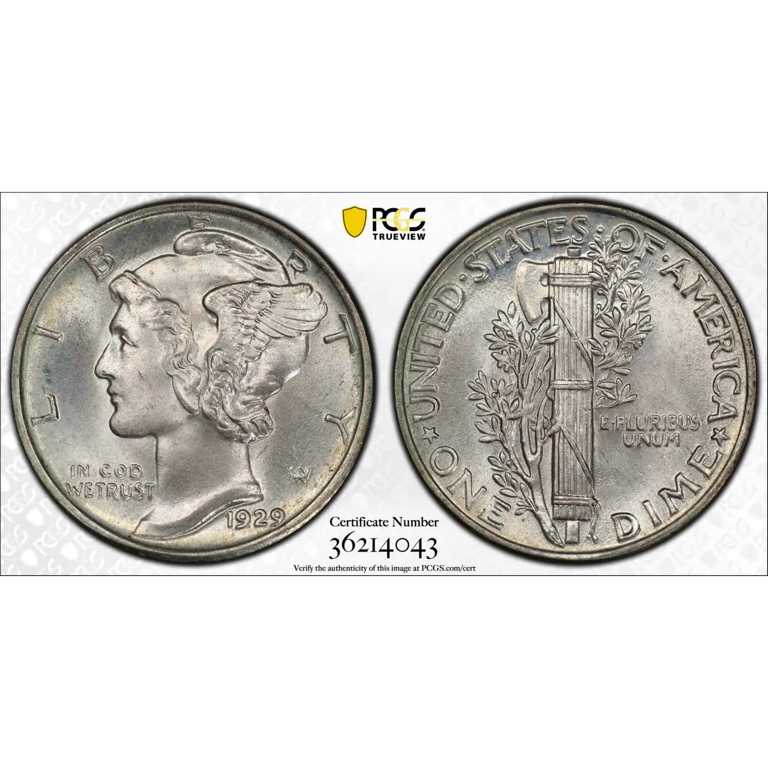 1929 Mercury Dime PCGS MS-66 FB