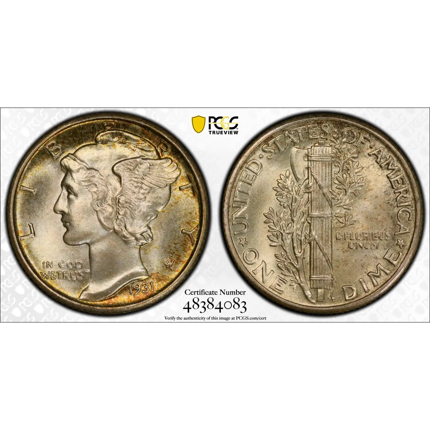 1931 Mercury Dime PCGS MS-67 FB