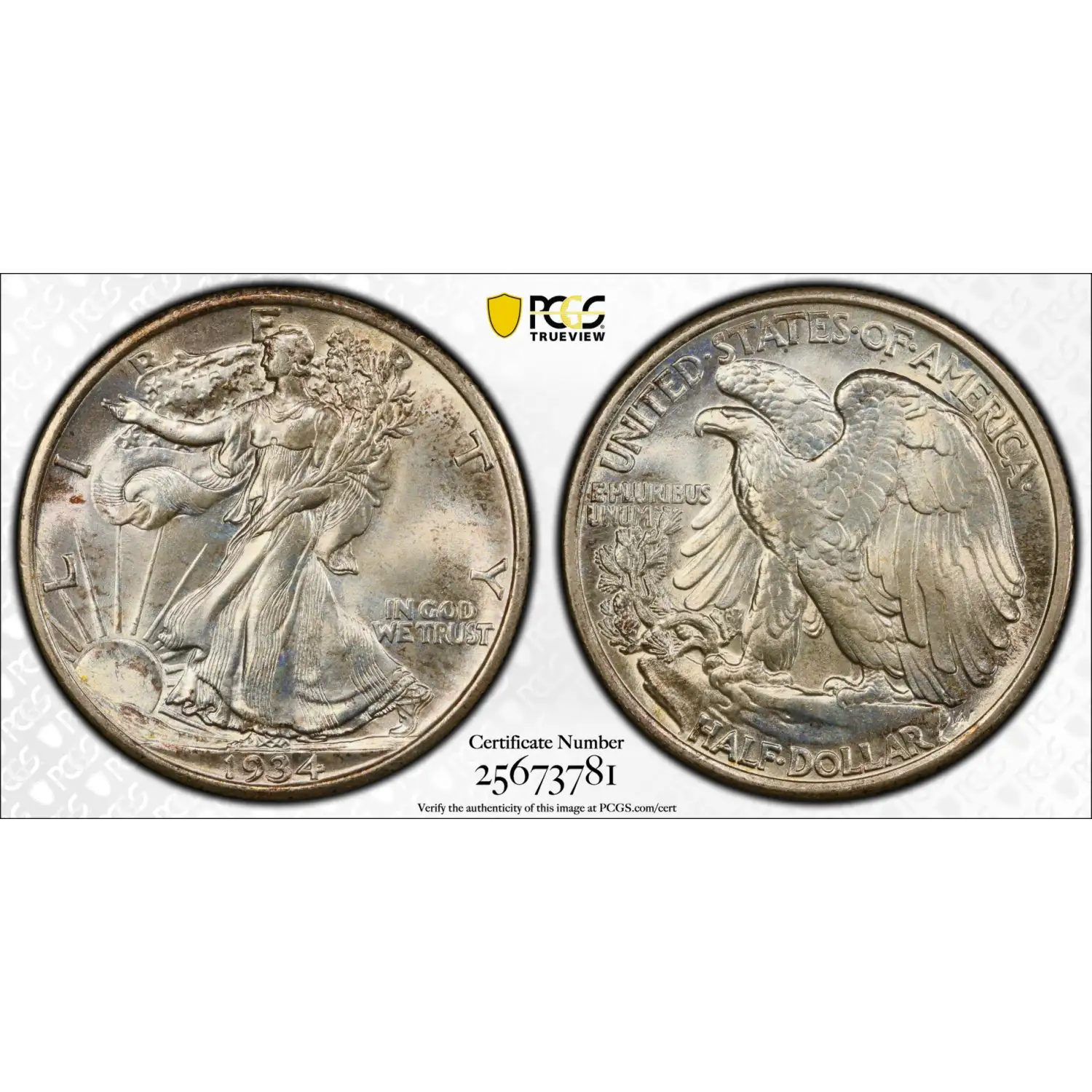 1934 Walking Liberty Half Dollar PCGS MS-67