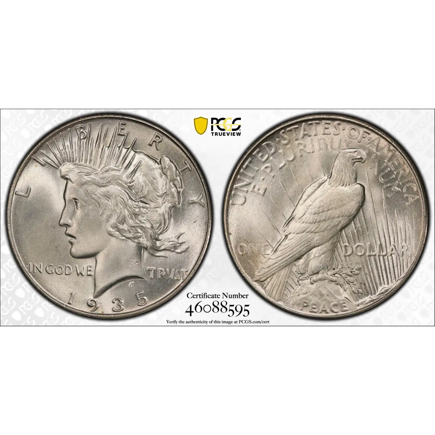 1935 Peace Silver Dollar PCGS MS-65