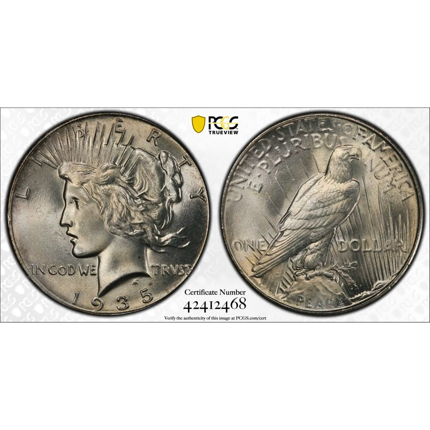 1935 Peace Silver Dollar PCGS MS-66