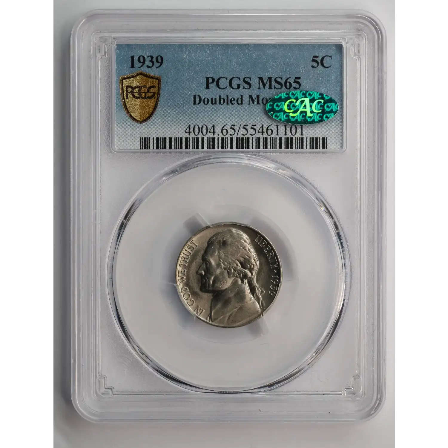 1939 Jefferson Nickel PCGS MS-65 Doubled Monticello CAC