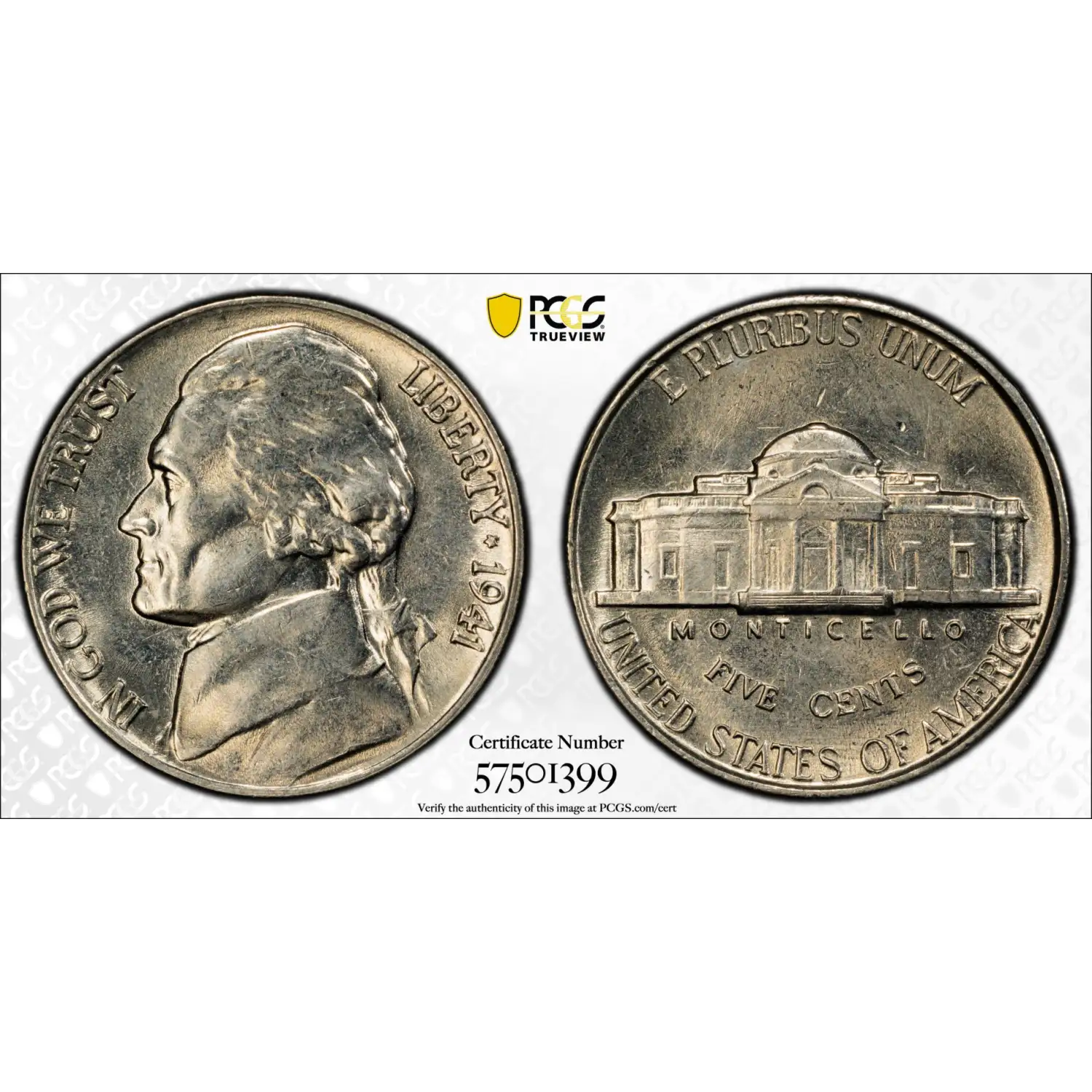 1941 Jefferson Nickel PCGS MS-65 FS