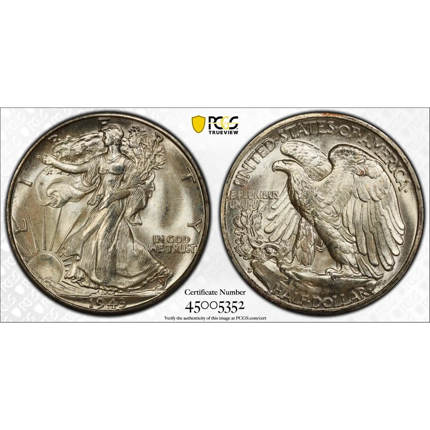 1943-D Walking Liberty Half Dollar PCGS MS-67