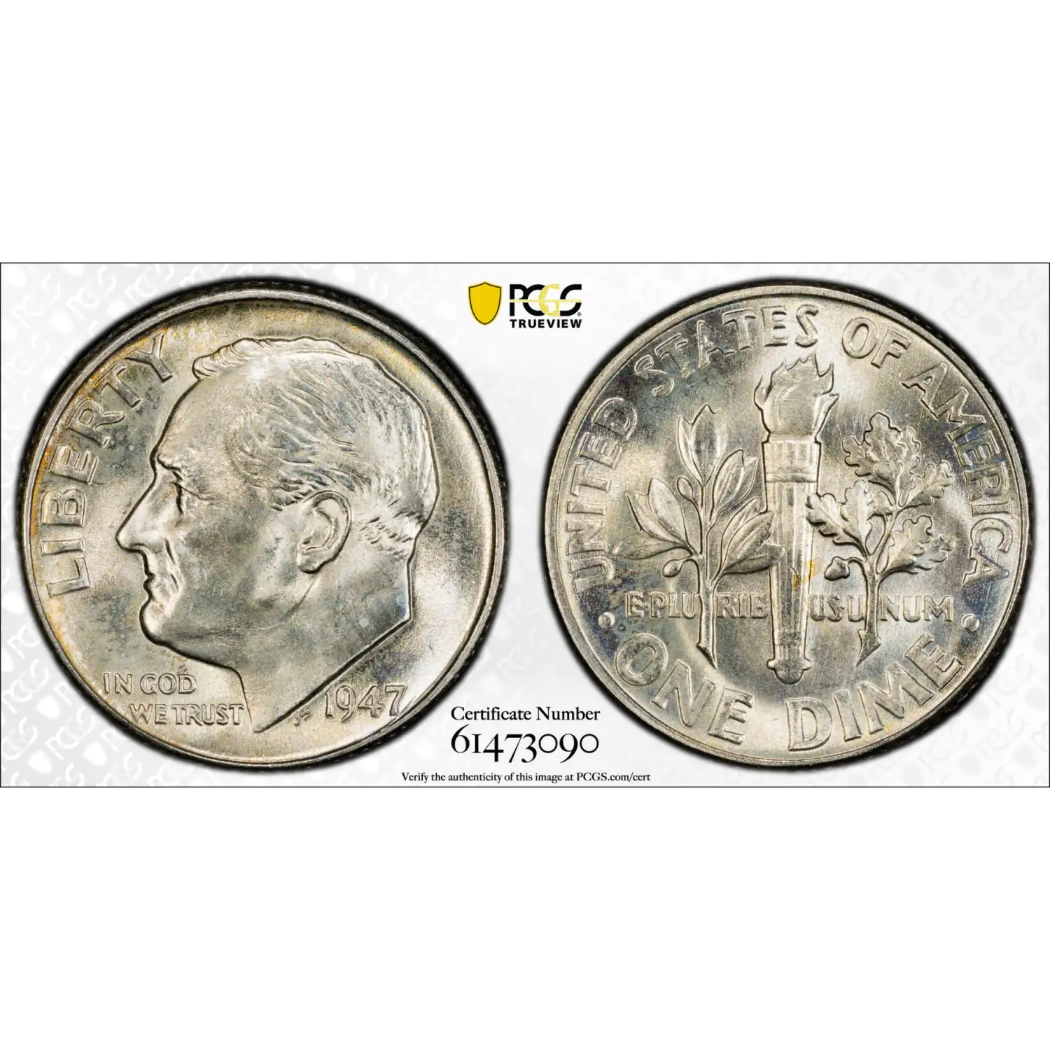 1947 Roosevelt Dime PCGS MS-66