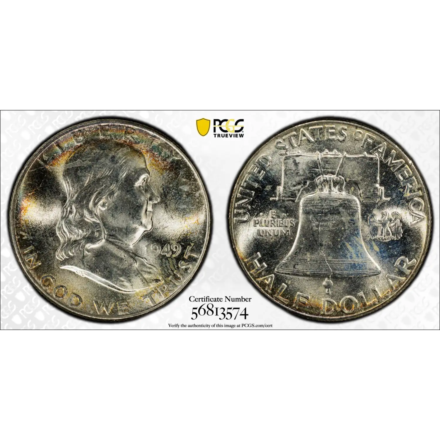1949 Franklin Half Dollar PCGS MS-64 FBL