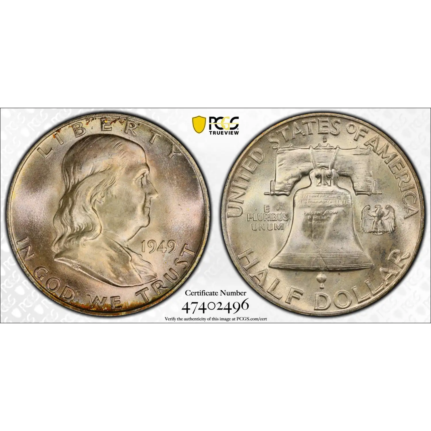 1949-D Franklin Half Dollar PCGS MS-66 FBL