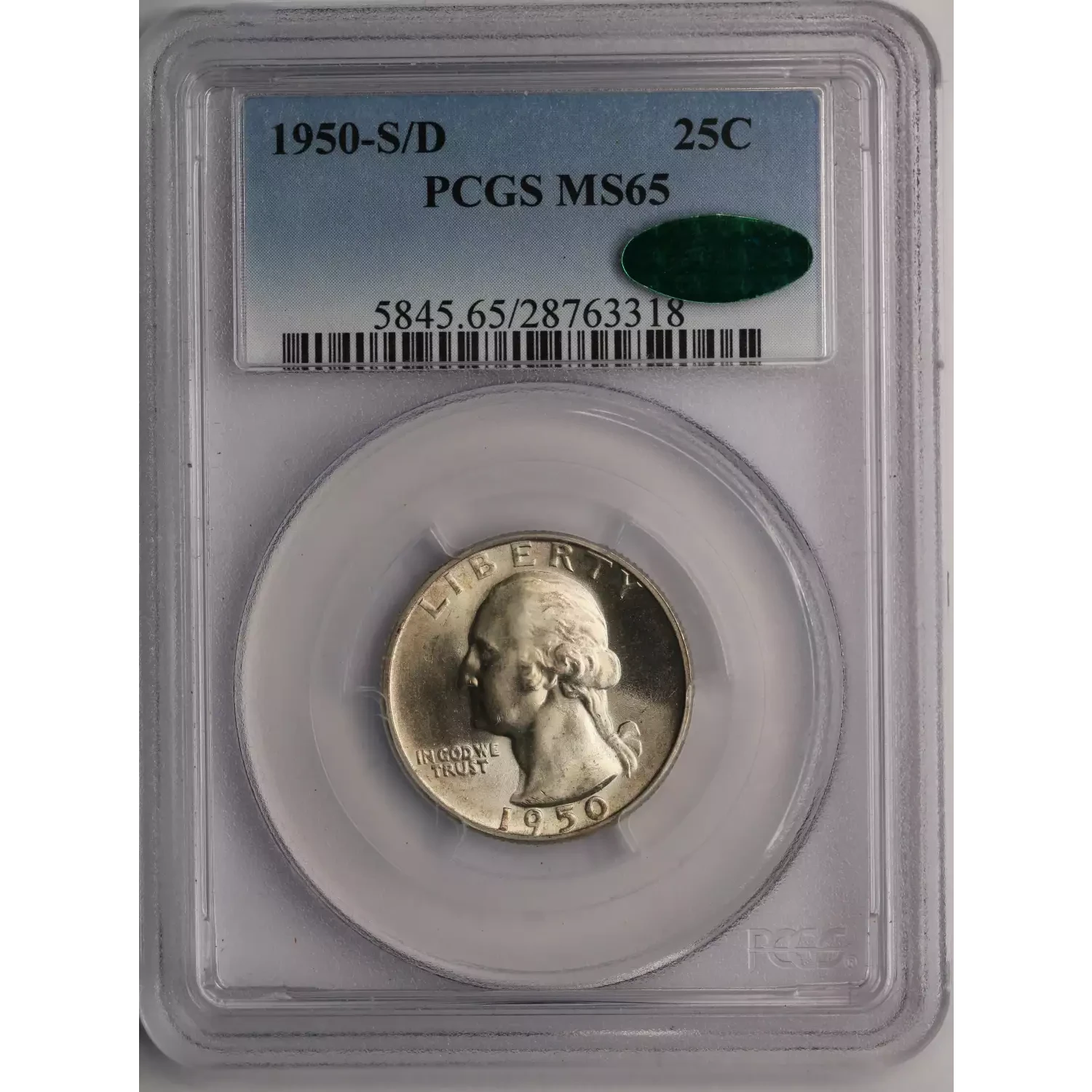 1950-S Washington Quarter PCGS MS-65 CAC