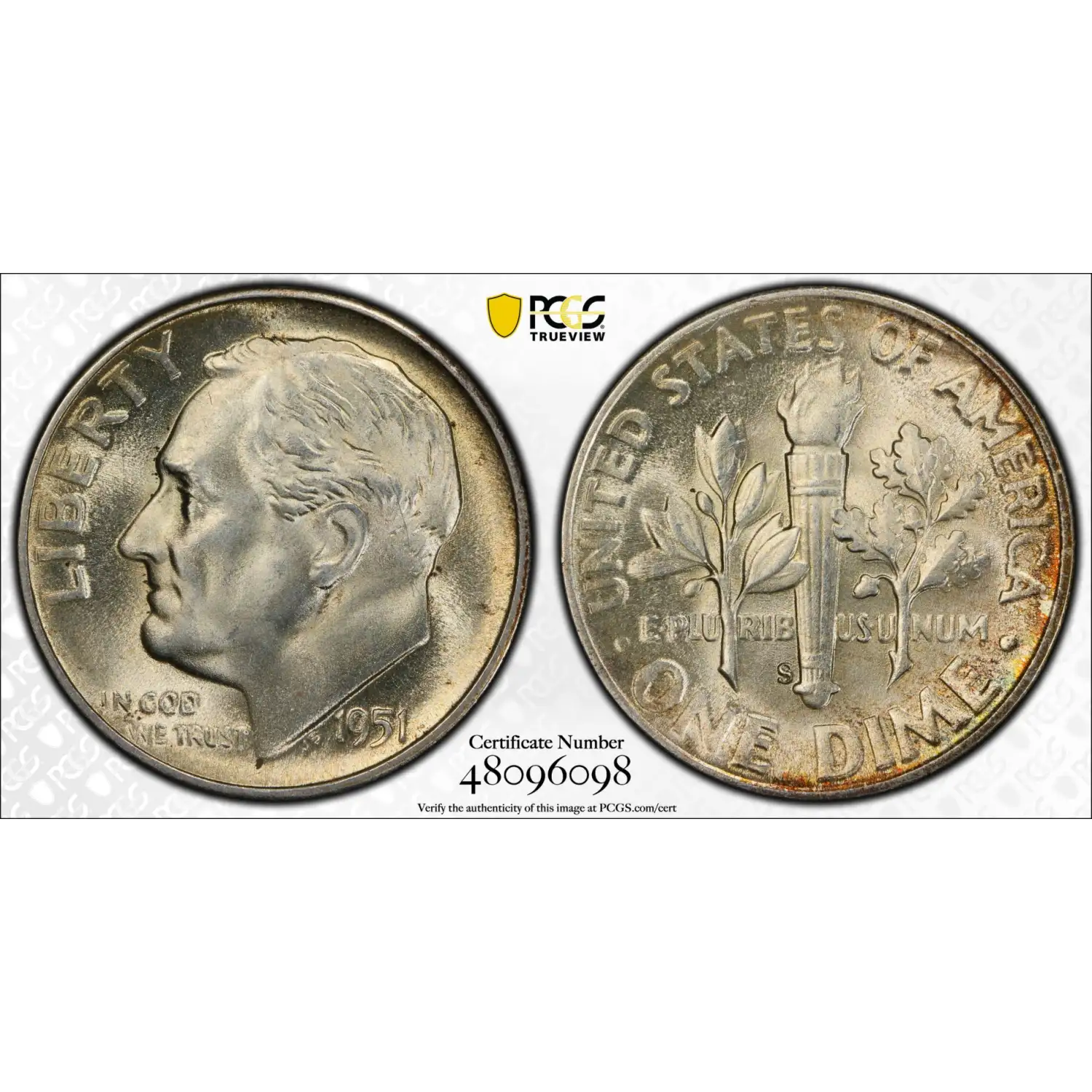 1951-S Roosevelt Dime PCGS MS-66