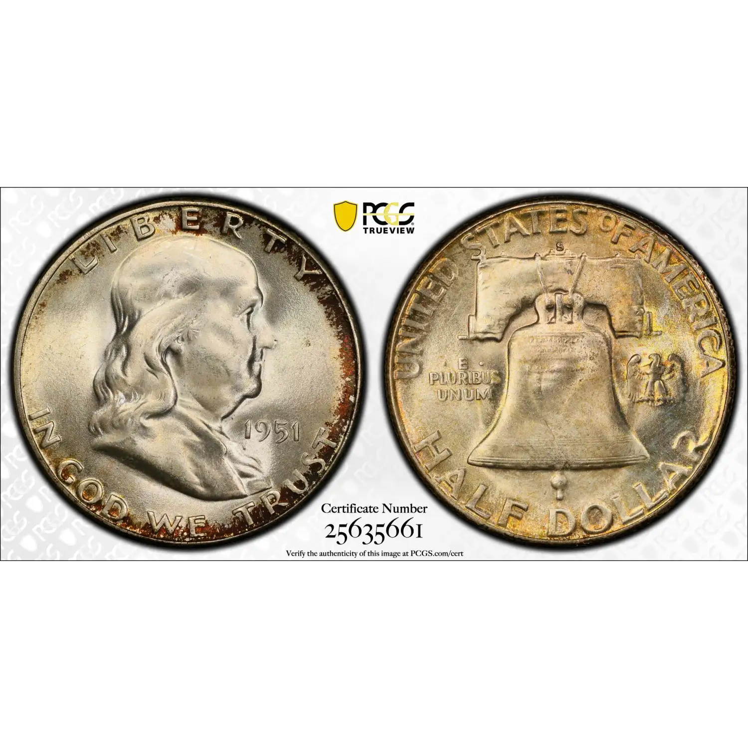 1951-S Franklin Half Dollar PCGS MS-66+ FBL