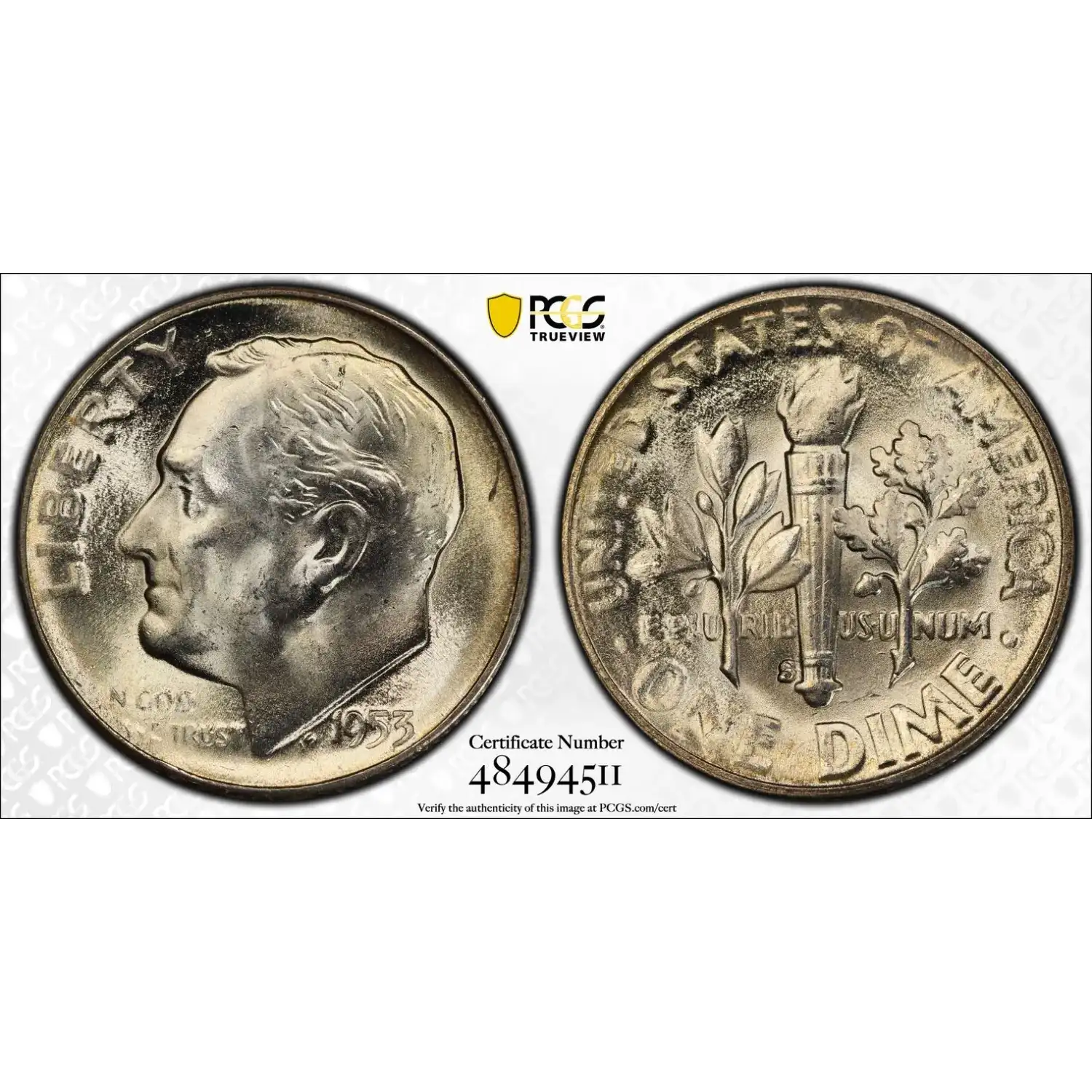 1953-S Roosevelt Dime PCGS MS-66 FB