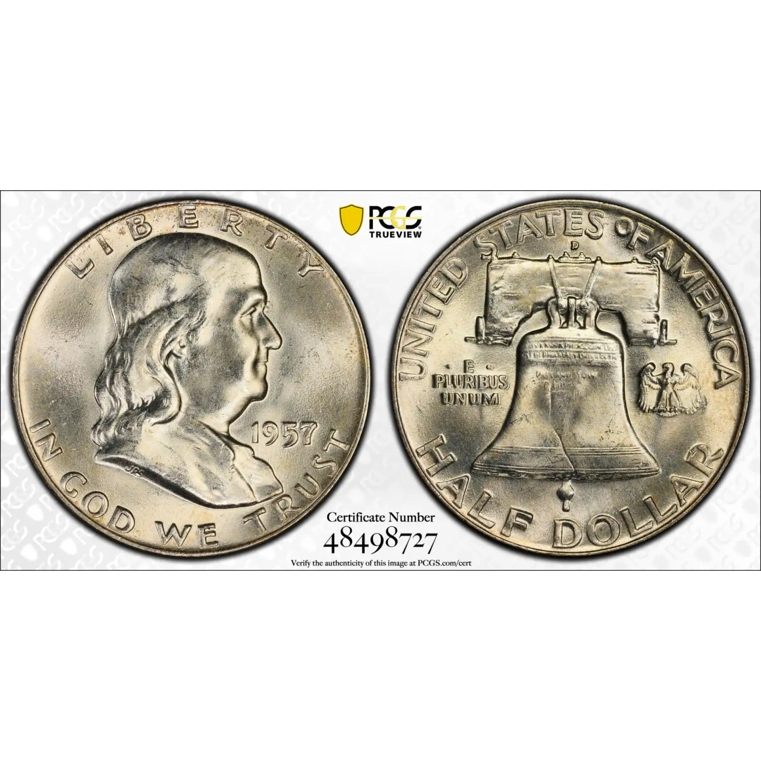 1957-D Franklin Half Dollar PCGS MS-64 FBL