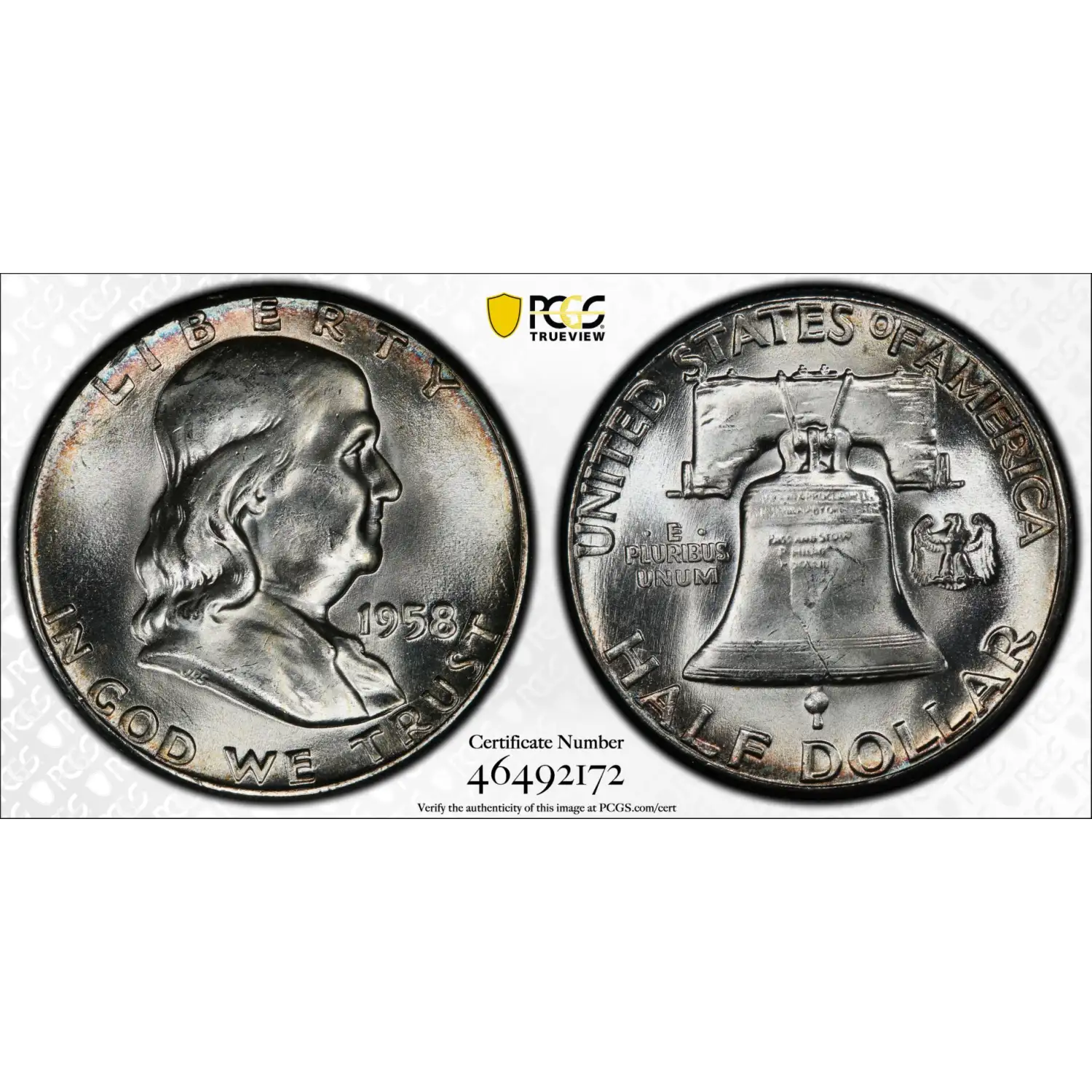 1958 Franklin Half Dollar PCGS MS-64