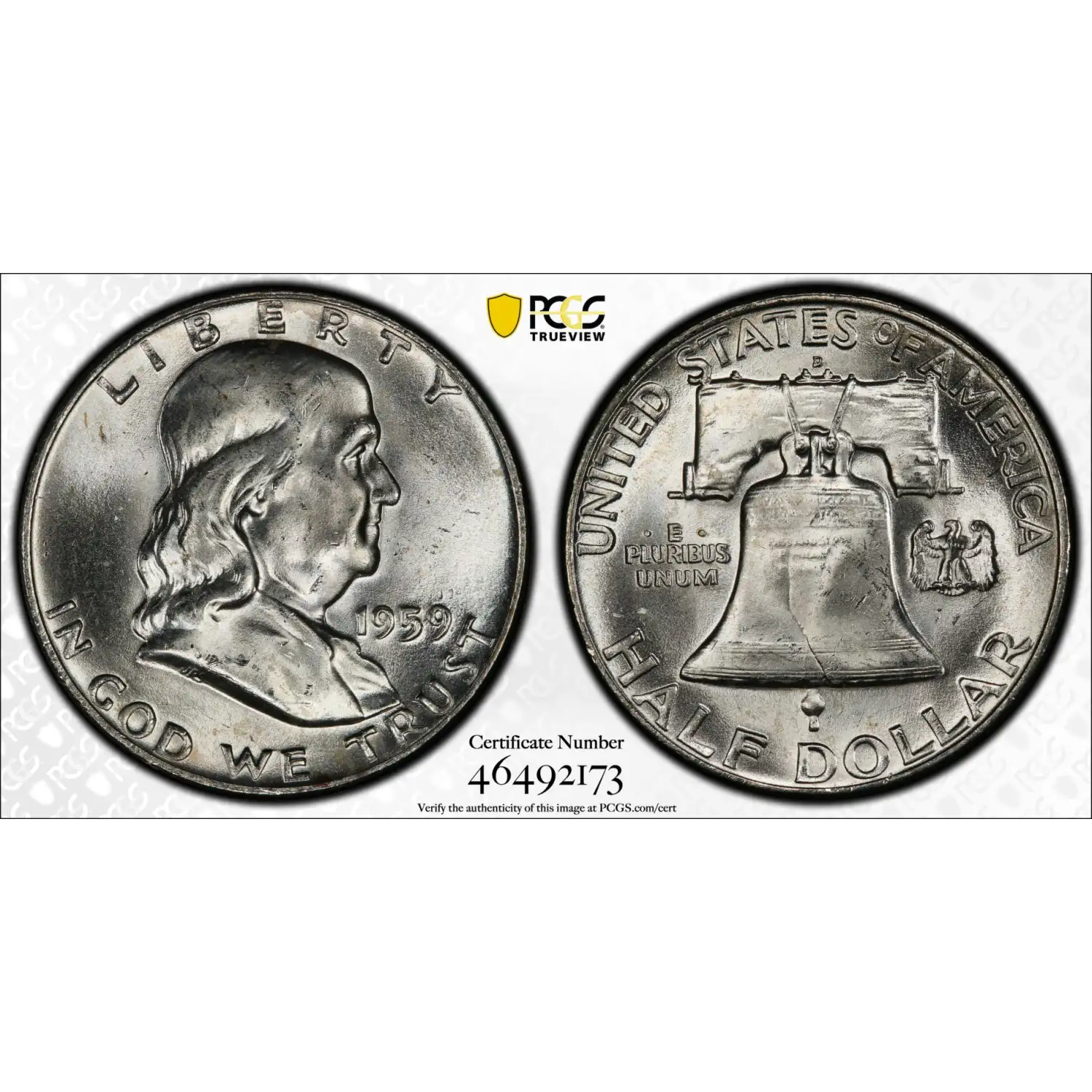 1959-D Franklin Half Dollar PCGS MS-64 FBL