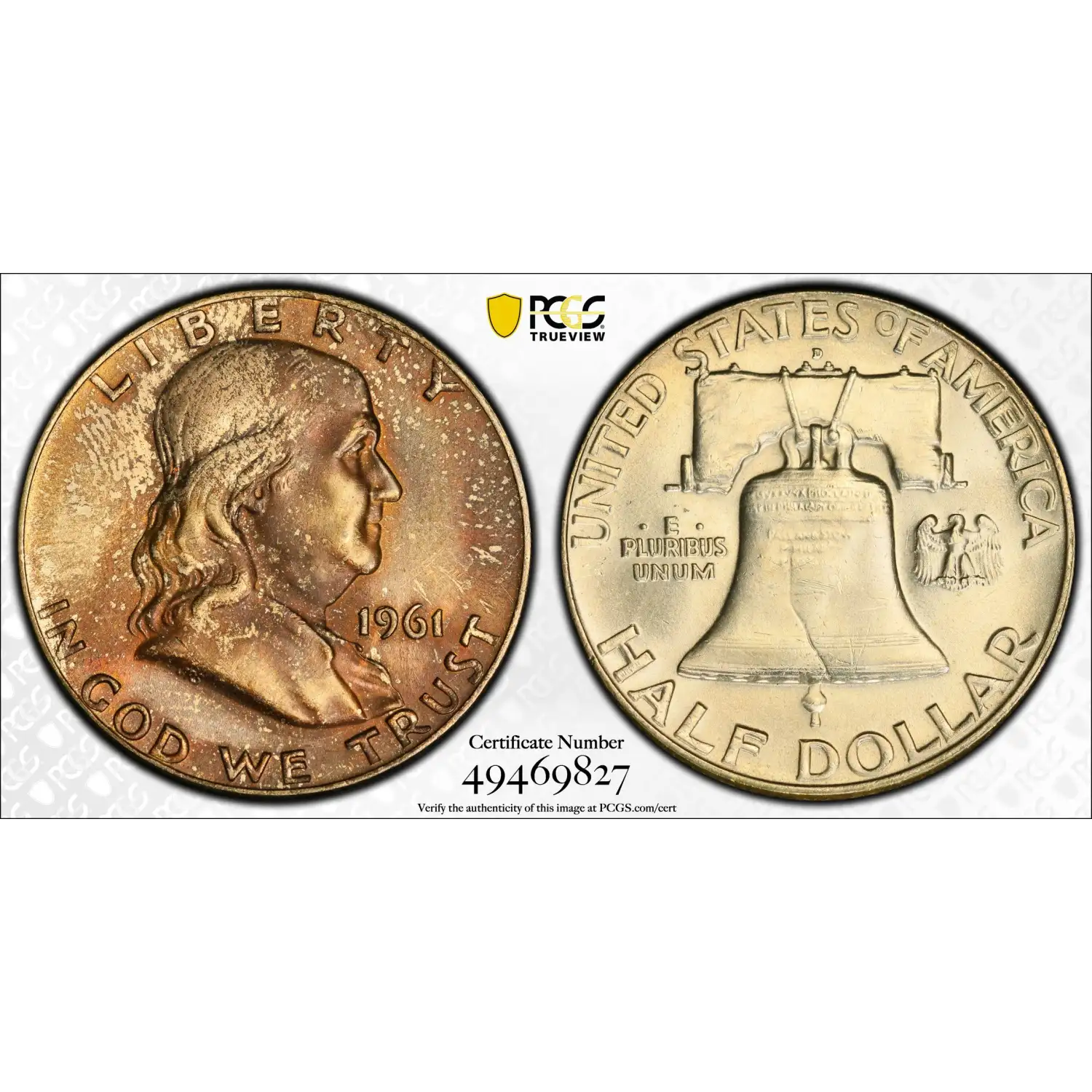 1961-D Franklin Half Dollar PCGS MS-66 FBL