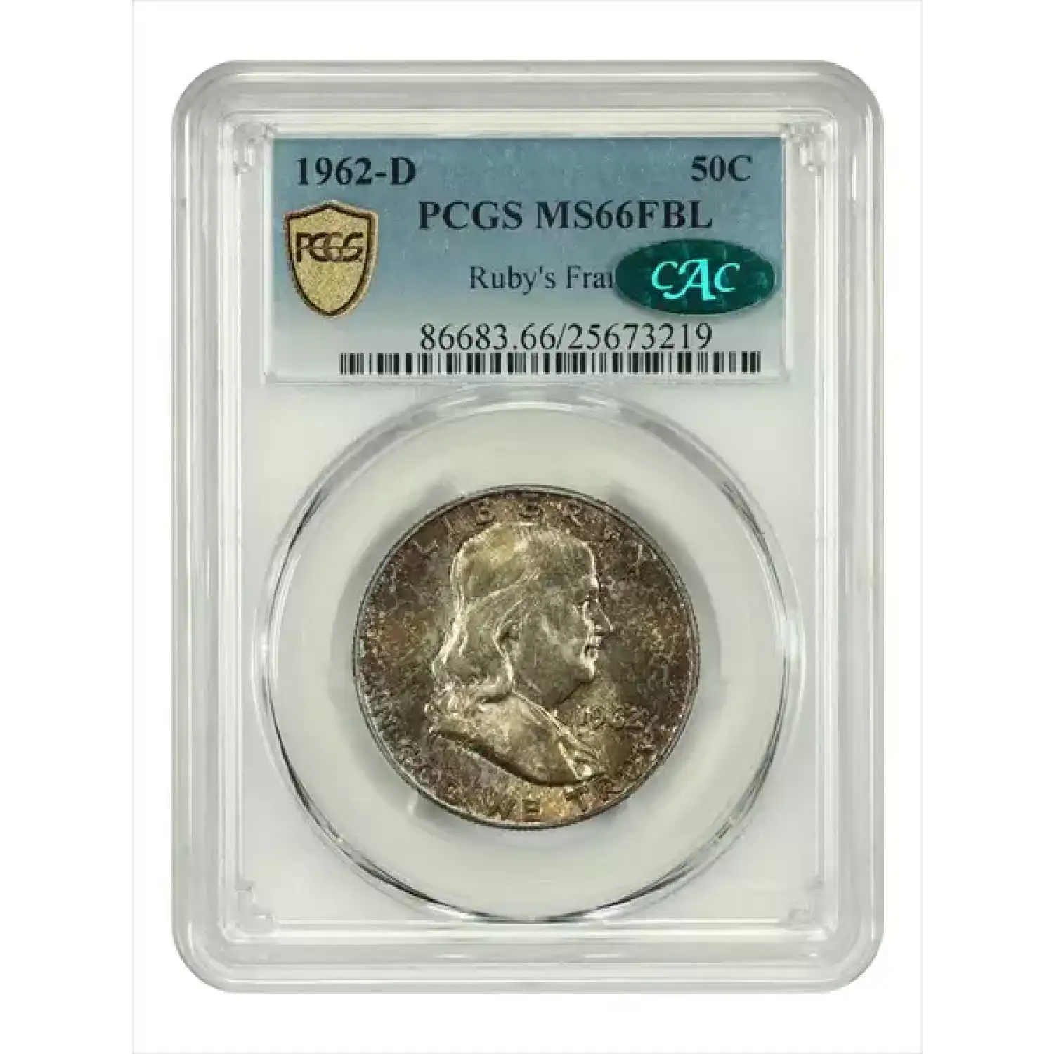 1962-D Franklin Half Dollar PCGS MS-66 FBL CAC