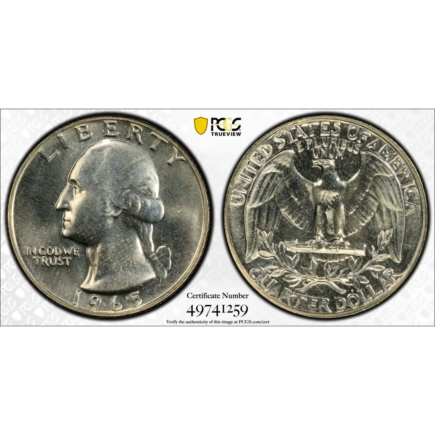 1965 Washington Quarter PCGS SP-66 SMS
