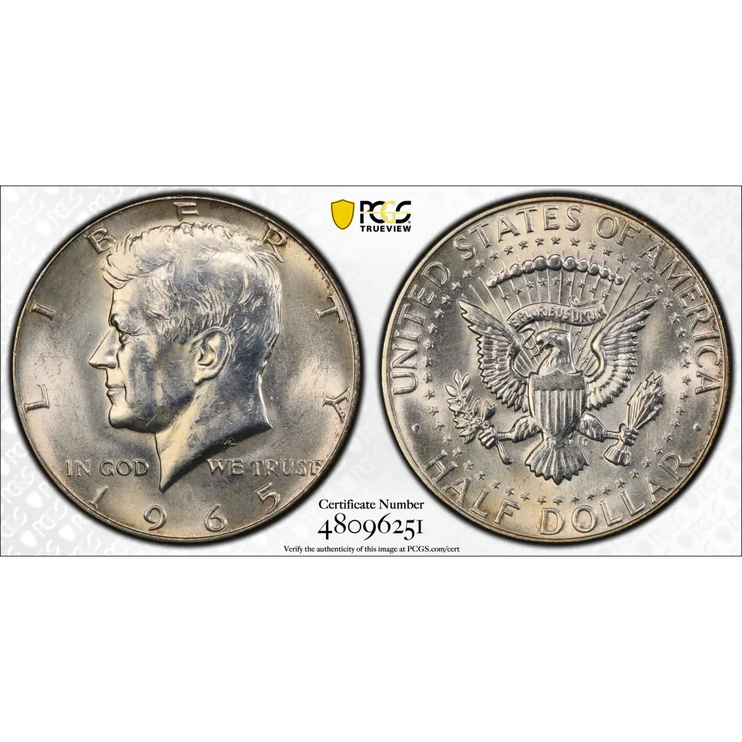 1965 Kennedy Half Dollar PCGS MS-64