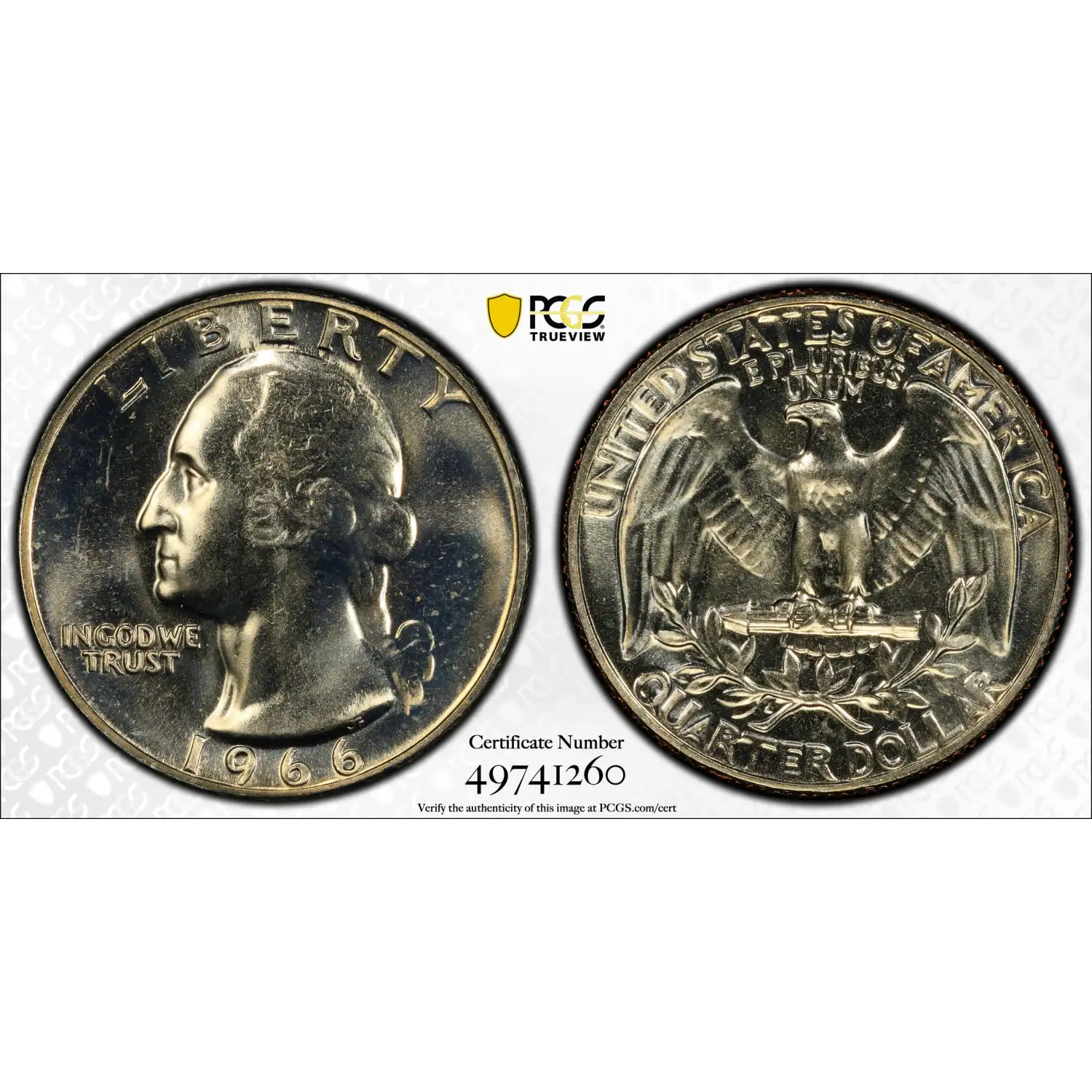 1966 Washington Quarter PCGS SP-66 SMS