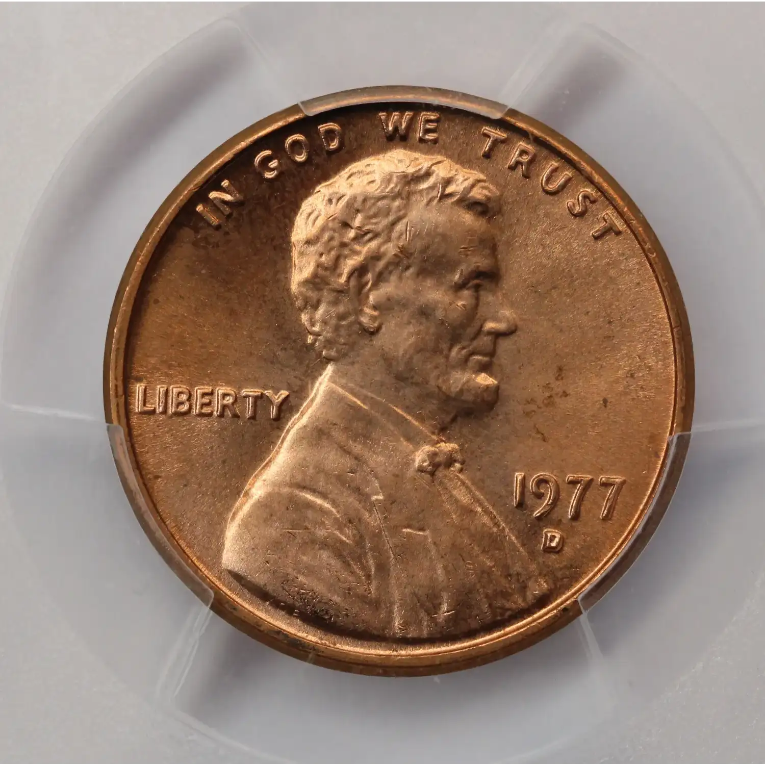 1977-D Small Cents Lincoln, Memorial Reverse PCGS MS-65 RD