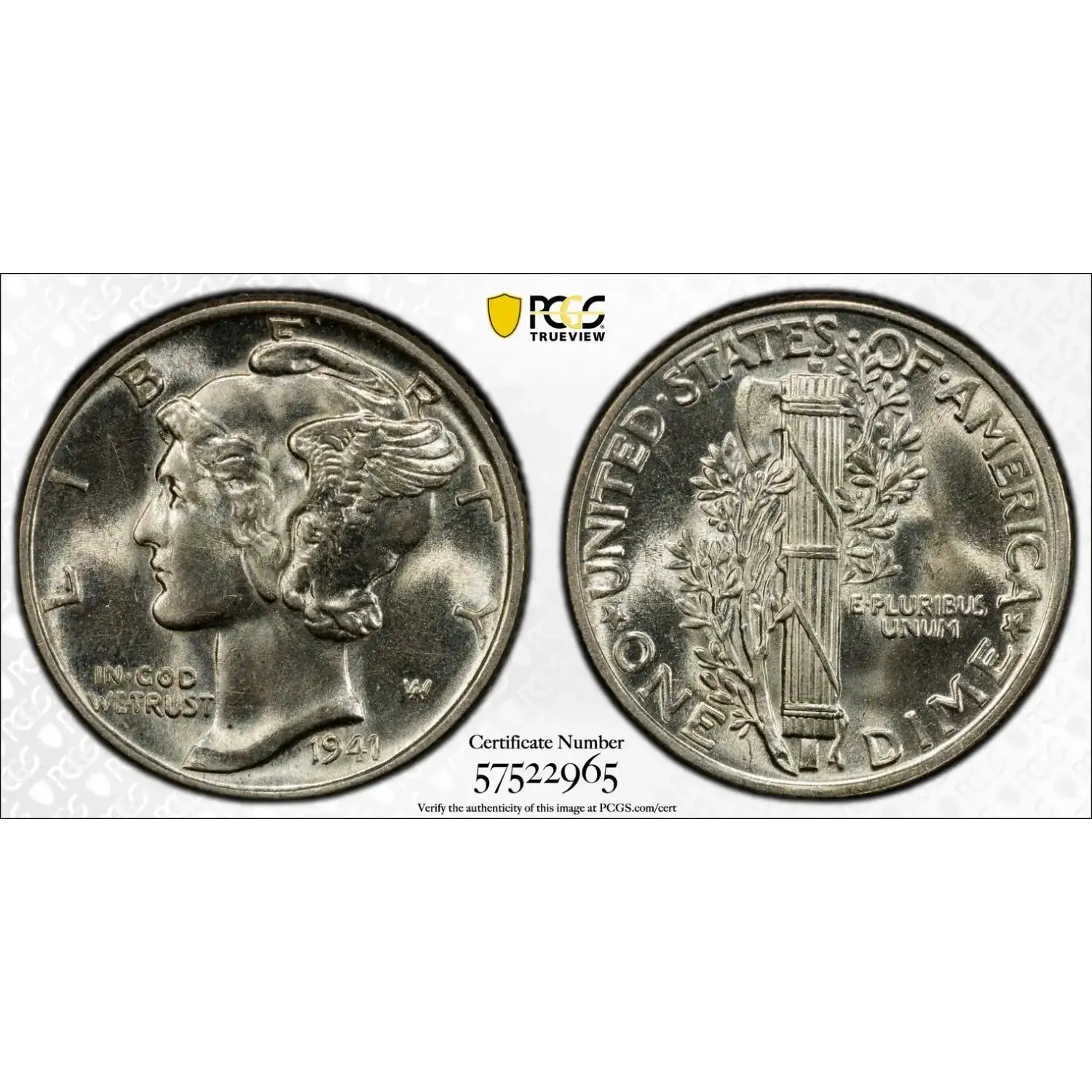 1941 Mercury Dime PCGS MS-64 FB