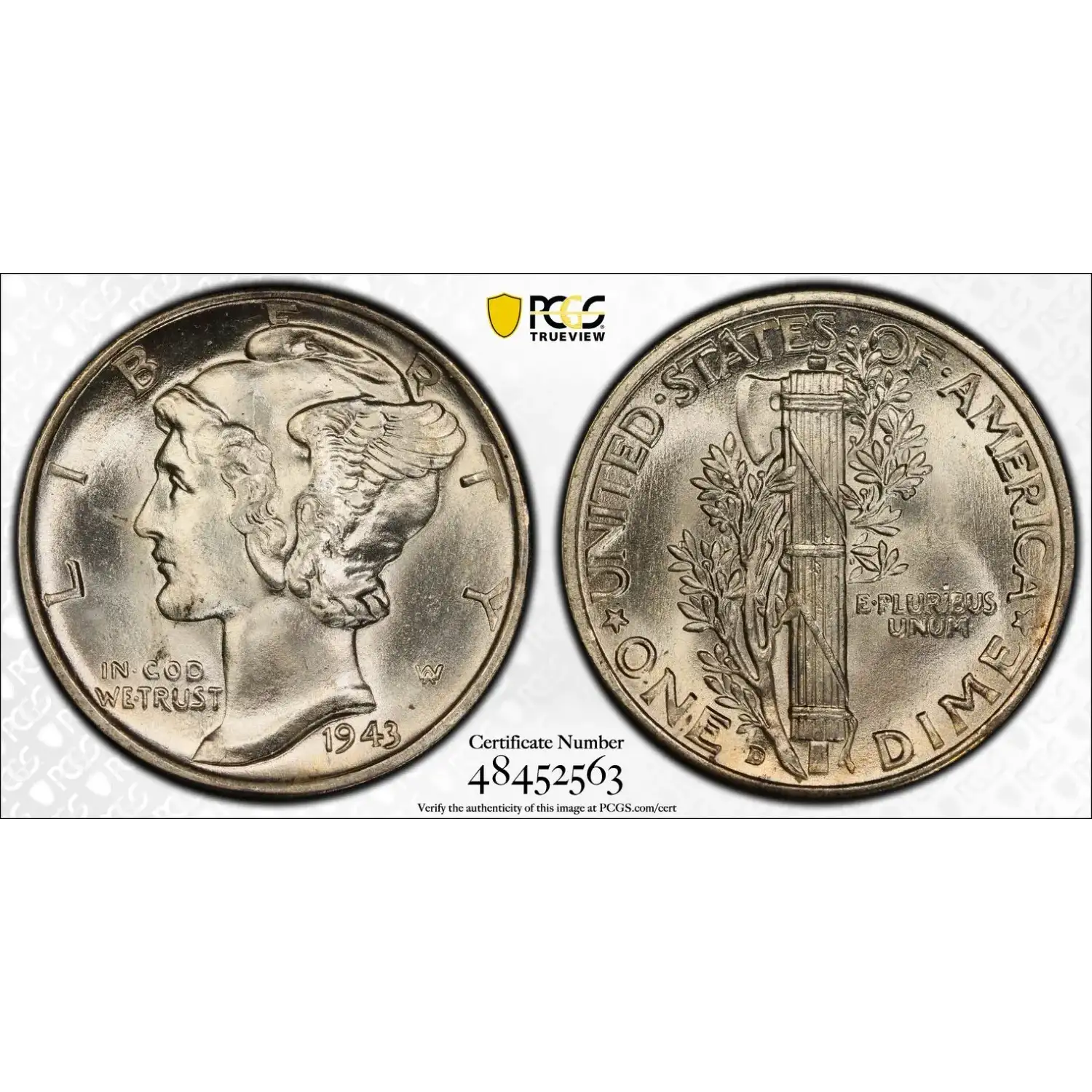 1943-D Mercury Dime PCGS MS-65 FB