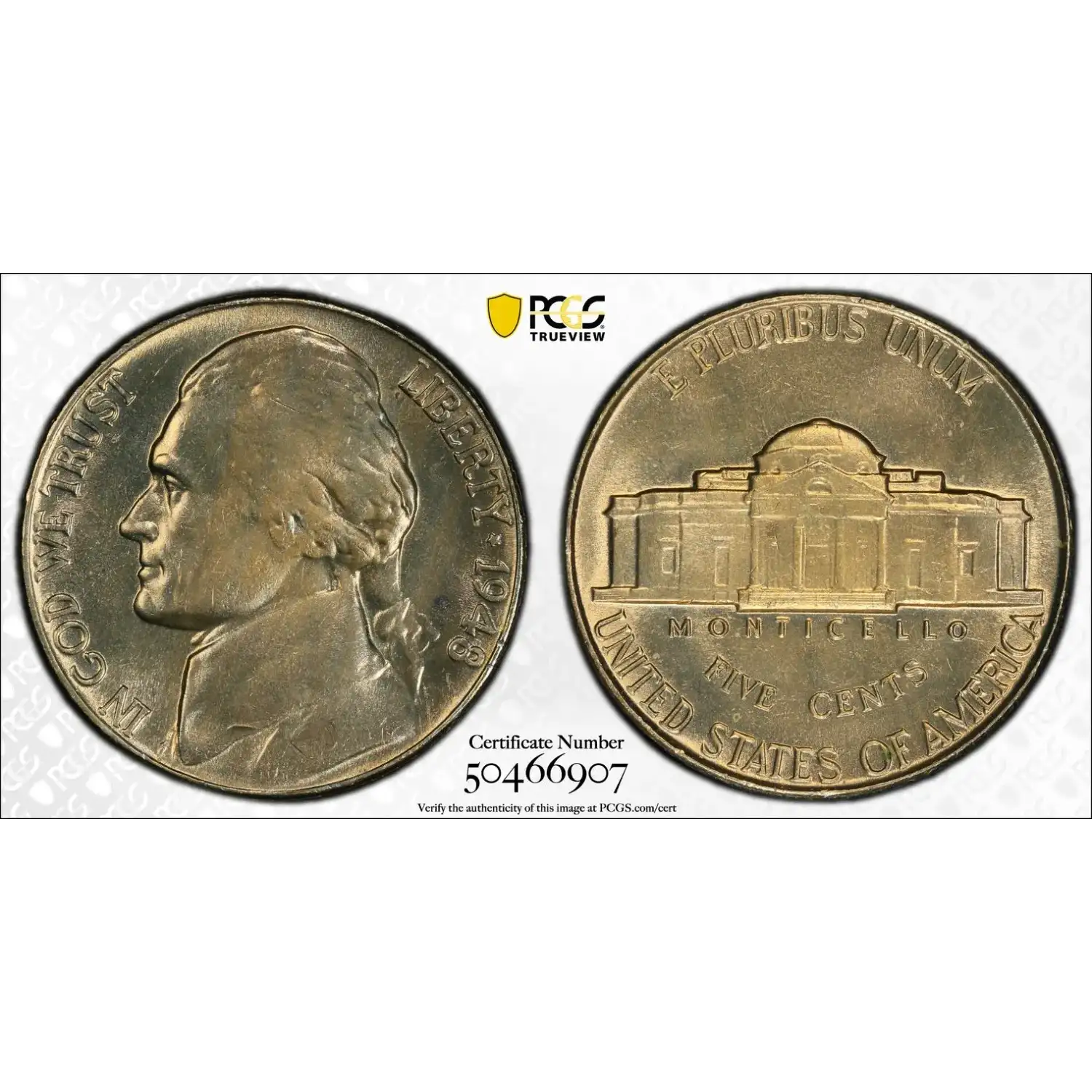 1948 Jefferson Nickel PCGS MS-64