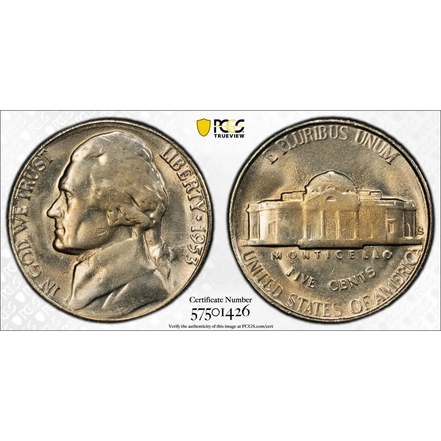 1953-S Jefferson Nickel PCGS MS-65