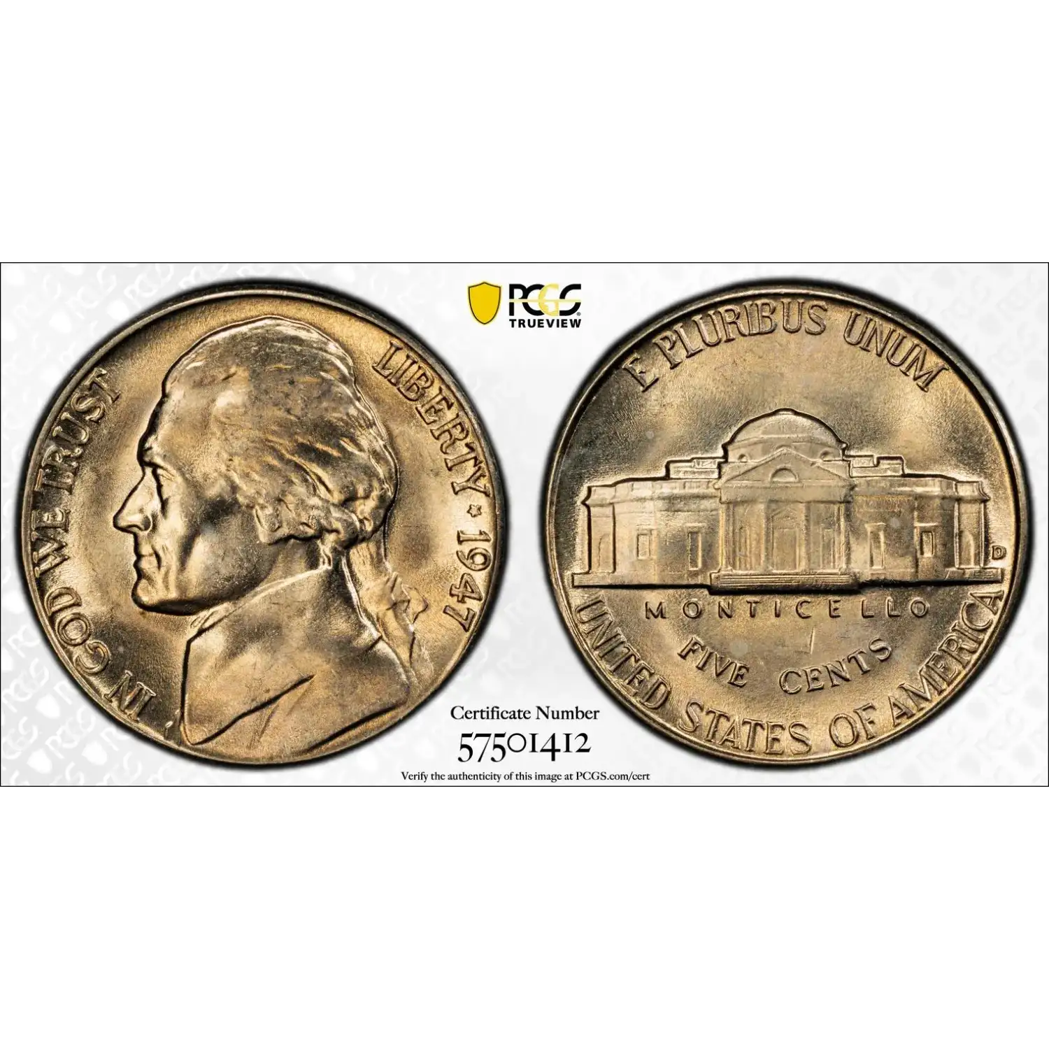 1947-D Jefferson Nickel PCGS MS-66